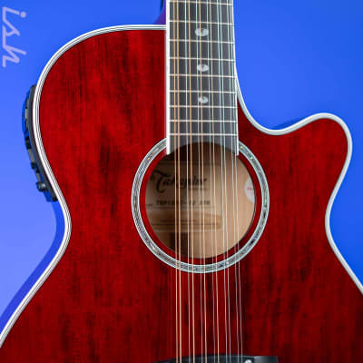 Takamine Thinline TSP158C-12 12-String Acoustic-Electric Guitar See-Through Red image 3