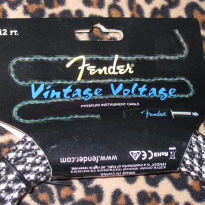 new A+ (with packaging) Fender Vintage Voltage Straight-Straight Instrument Cable 12 ft. Gray Tweed, p/n: 0990822002 image 5