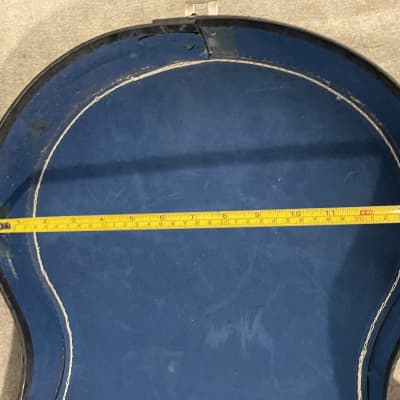 Original Vintage 60’s-70’s Harmony Rebel Acoustic Electric Guitar Case / Case Only Black Faux Ostrich w Blue Interior image 16