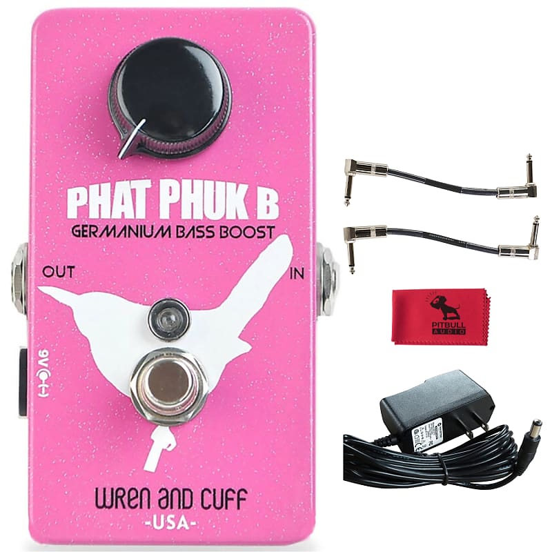 Wren and Cuff Phat Phuk B Bass Booster Pedal w/ Power Supply, Cables & Cloth