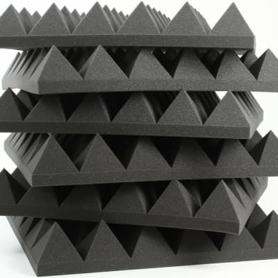 Auralex 4 inch Studiofoam Pyramids 2x2 foot Acoustic Panel 6-pack - Charcoal image 1