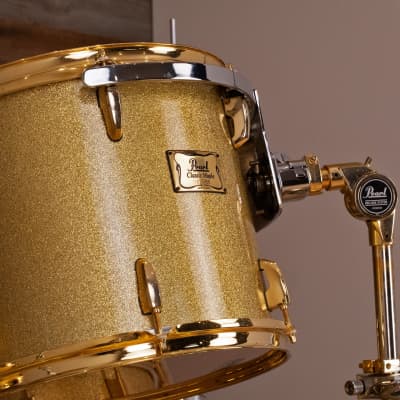 PEARL CLASSIC MAPLE 4 PIECE DRUM KIT CUSTOM MADE FOR STEVE WHITE, GOLD SPARKLE, GOLD FITTINGS image 22