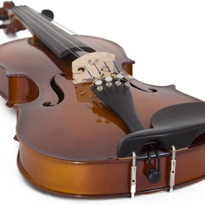 Cecilio CVN-320L Solidwood Ebony Fitted LEFT-HANDED Violin with D'Addario Prelude Strings, Size 4/4 (Full Size) image 5