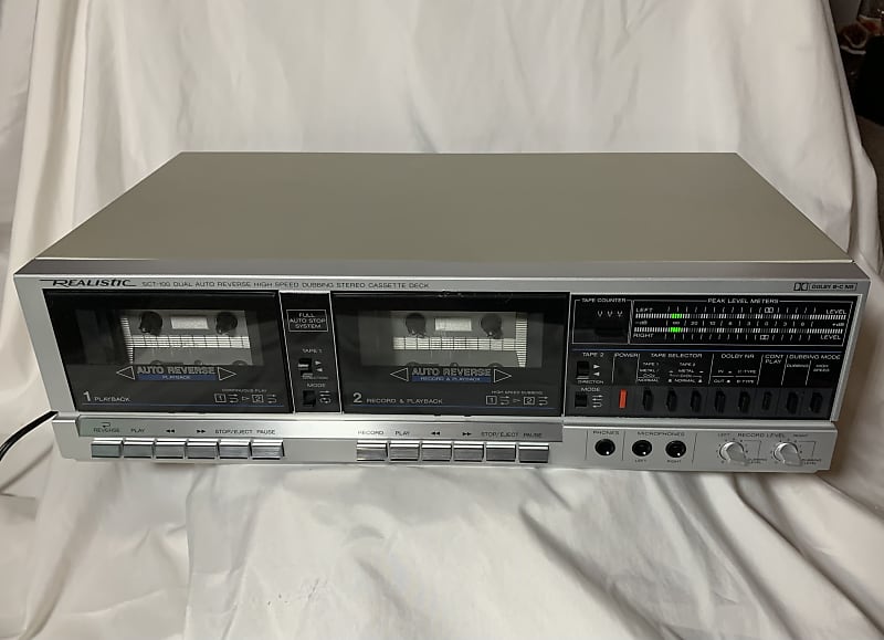Realistic SCT-100 Stereo Dual Deck Cassette Player Recorder POWERS UP~PARTS ONLY image 1