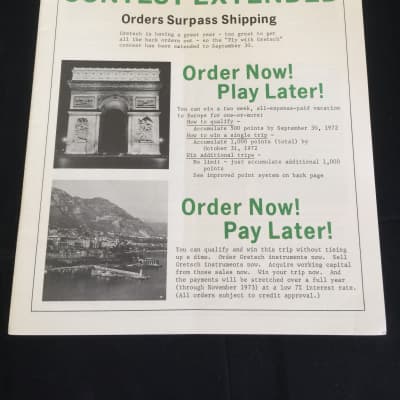 Gretsch Catalog, Price List, Order Form, Chet Atkins Promo 1972 image 2