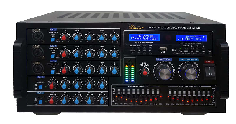 IDOLmain IP-5900 Professional 6000W Karaoke Mixing Amplifier/w Echo & Delay Control, Optical/HDMI image 1
