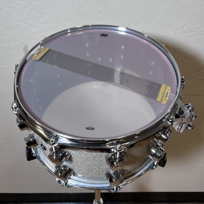 DW Collectors Series 8"x14" Purple Heart Snare Drum in Broken Glass image 6