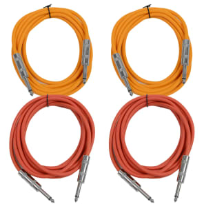 Seismic Audio SASTSX-10-2ORANGE2RED 1/4" TS Male to 1/4" TS Male Patch Cables - 10' (4-Pack)