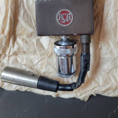 Vintage 1940's RCA 74-B Junior Velocity Ribbon Microphone w original flag  and Bud Radio stand prop