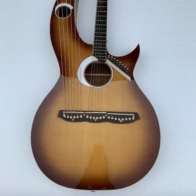 Custom 6+6+8 Strings Harp Guitar Double Necks with EQ Equalizer Sunburst Finish image 1