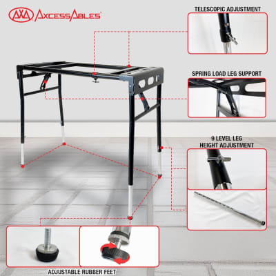 AxcessAbles KBS-BG Portable Folding Keyboard Stand Expandable 32" to 50"W 15"D Adjustable Height from 29" to 39" w/ Carrying Case for Transport and Storage image 5