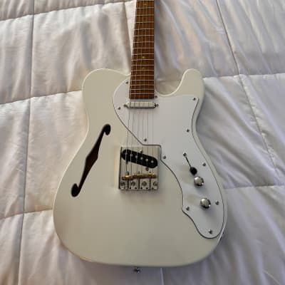 Keith Holland Los Gatos Guitar Co. Thinline Tele with Lambertone Blondies 2023 - Olympic White Nitro for sale