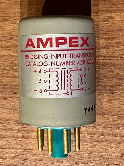 AMPEX BRIDGING INPUT TRANSFORMERS (3) 2 - 4580200-01, 1- 58-0116-02 1970'S  - Grey with Gold Pins