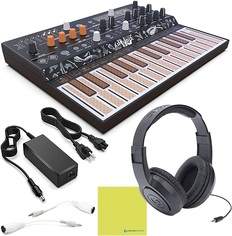 Arturia MICROFREAK Synthesizer with Poly-aftertouch Flat Keyboard Bundle + Samson Headphones + Power Adapter & Liquid Audio Polishing Cloth (5 Items) image 1