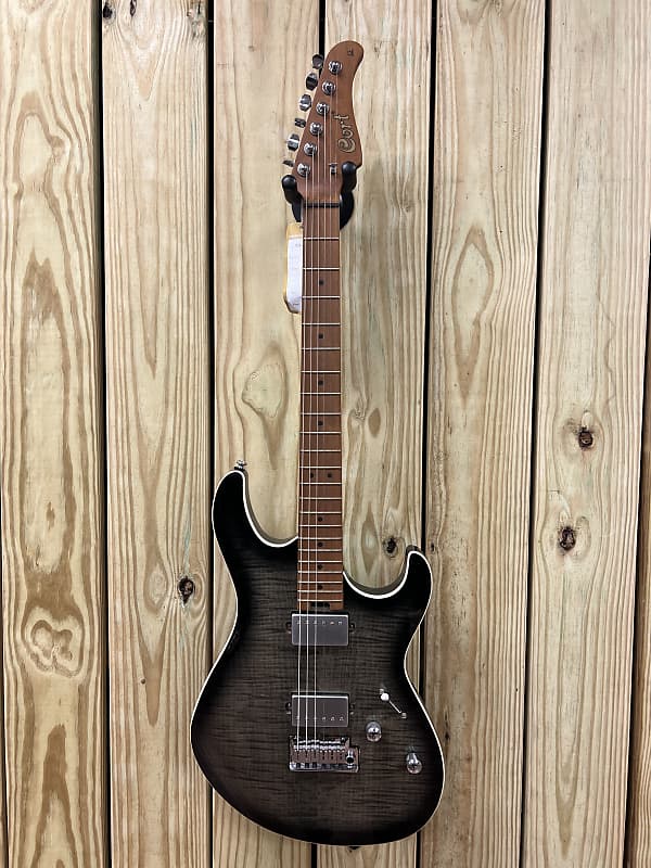 Cort G290 FAT High Performance Guitar Compound Radius Locking Tuners Roasted Maple Neck Trans Black Burst FREE WRANGLER DENIM STRAP image 1