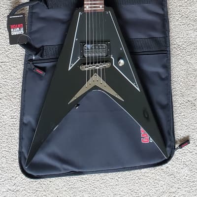 Samick SV10 Flying V Style Electric Guitar, Black Finish, New Gator Extreme Gig Bag image 2