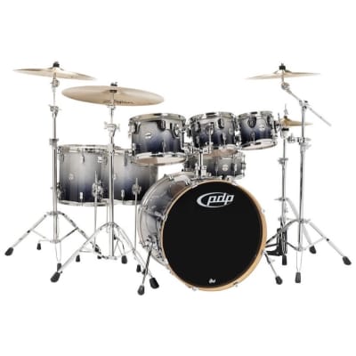 Pacific Drums Concept Maple Drum Shell Kit, 7-Piece, Silver to Black Sparkle Fade image 1