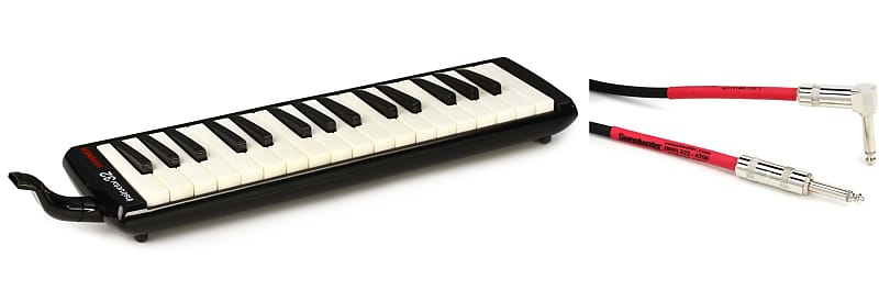 Hohner Student 32 Key Melodica - Black Bundle with Pro Co EGL-10 Excellines Straight to Right Angle Instrument Cable - 10-foot image 1