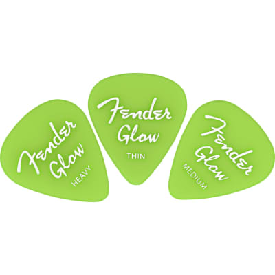 Fender Glow in the Dark 351 Celluloid Guitar Picks, Assorted Gauges, 12-Pack image 1
