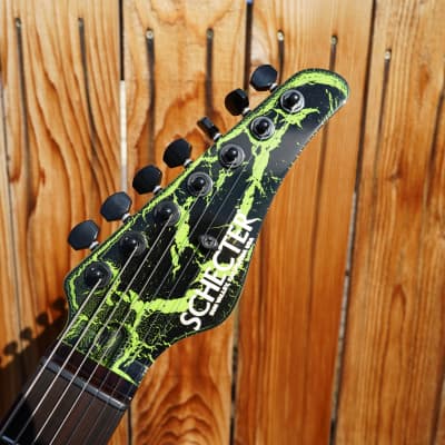 Schecter USA CUSTOM SHOP PT-7 Green Crackle 7-String Electric Guitar w/ Black Tolex Case (2022) image 7