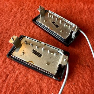 PAIR Gibson Patent sticker humbucker pickups c 1970 - Chrome t-top original vintage USA paf image 2