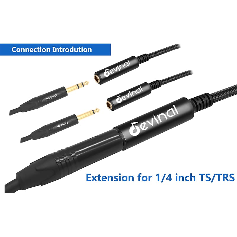 Devinal XLR Female to 1/4 Female calbe, 3 Pin XLR Female to 6.35mm Socket  Audio Cord, XLR Jack to TS/TRS Quarter inch Adapter Connector Converter