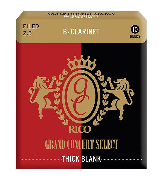 Rico RGT10BCL250 Grand Concert Select Thick Blank Bb Clarinet Reeds, Filed - Strength 2.5 (10-Pack) image 1