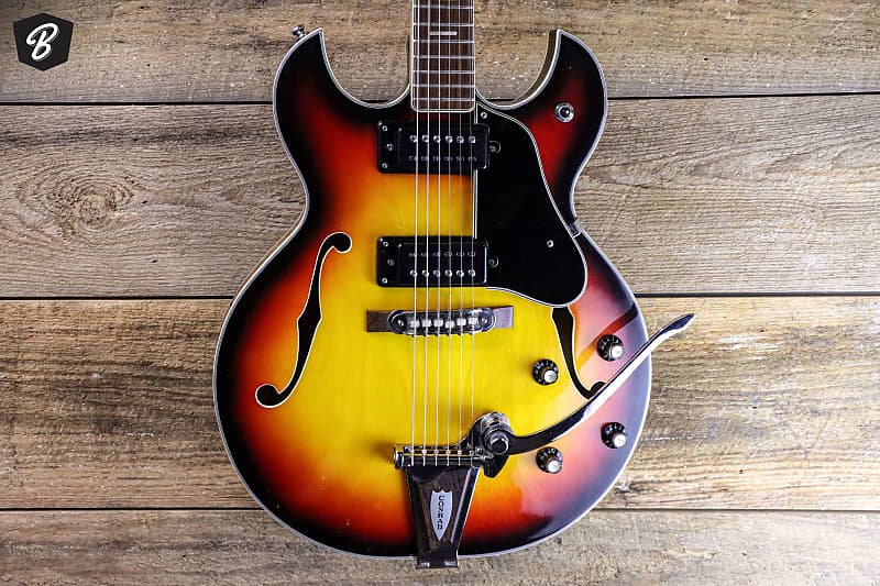 Conrad Semihollow 3Tone sunburst Electric Guitar Reverb