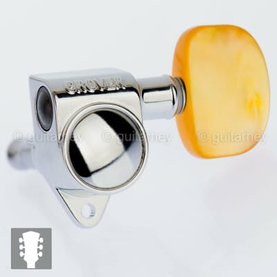 NEW Grover Rotomatic 3x3 Tuners w/ LARGE AMBER Keys Fits Gibson® 102CK  - CHROME