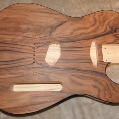 Unfinished Tele 2 Piece Ash With a Book Matched 2 Piece Black Walnut Top Bound in Black! image 1
