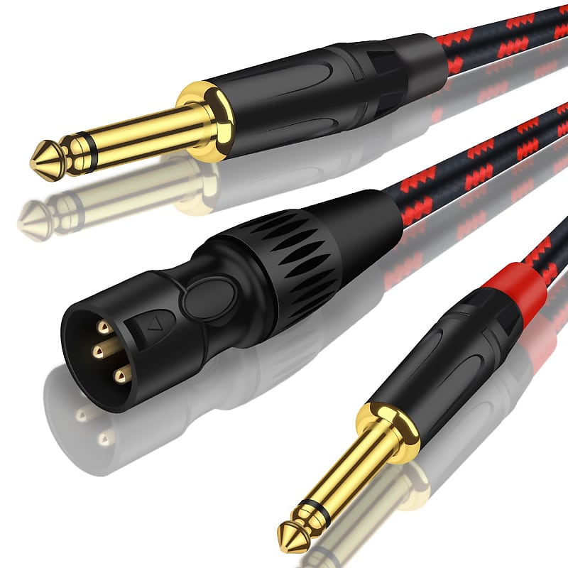 3.5mm TRS Male to Dual 1/4 Mono Male Y-Splitter Instrument Cable