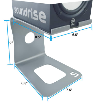 Soundrise PRO-9 Studio Monitor Stands Pair - Silver Aluminum Desktop Speaker Stands (Pair - Silver) image 4