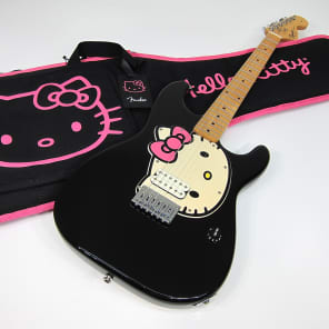 Beautiful Fender Hello Kitty Licensed Stratocaster Guitar with Black & Pink Hello Kitty Gig Bag! image 1