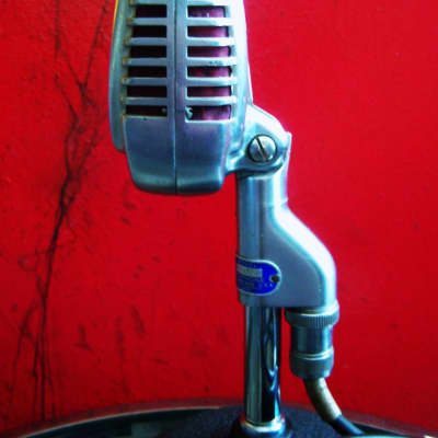 Vintage 1940's Shure 737A crystal super cardioid microphone / retro mod dynamic Satin Chrome w period cable 55 55S 708A # 2 image 9