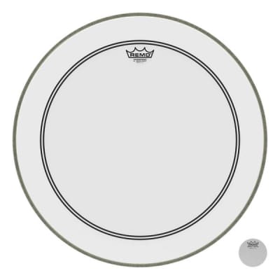 Remo Smooth White Powerstroke 3 Bass Drumhead w/ 2-1/2'' Impact Patch 24 in image 1