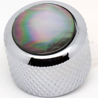 NEW (1) Q-Parts DOME Knob Single Chrome Green Pearl SHELL - KCD-0020 image 1