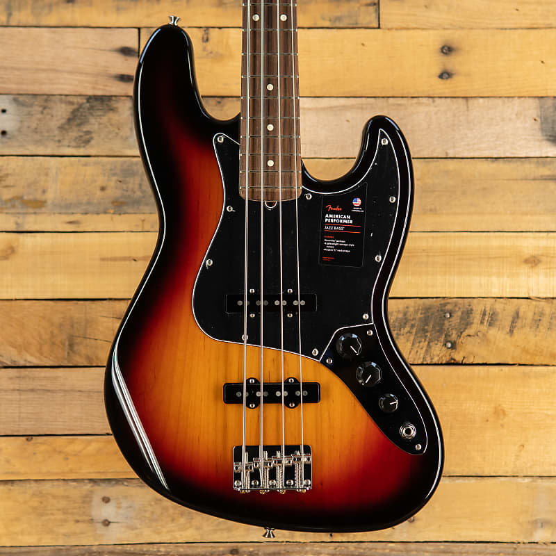 Fender American Performer Jazz Bass - 3-Tone Sunburst with Rosewood  Fingerboard