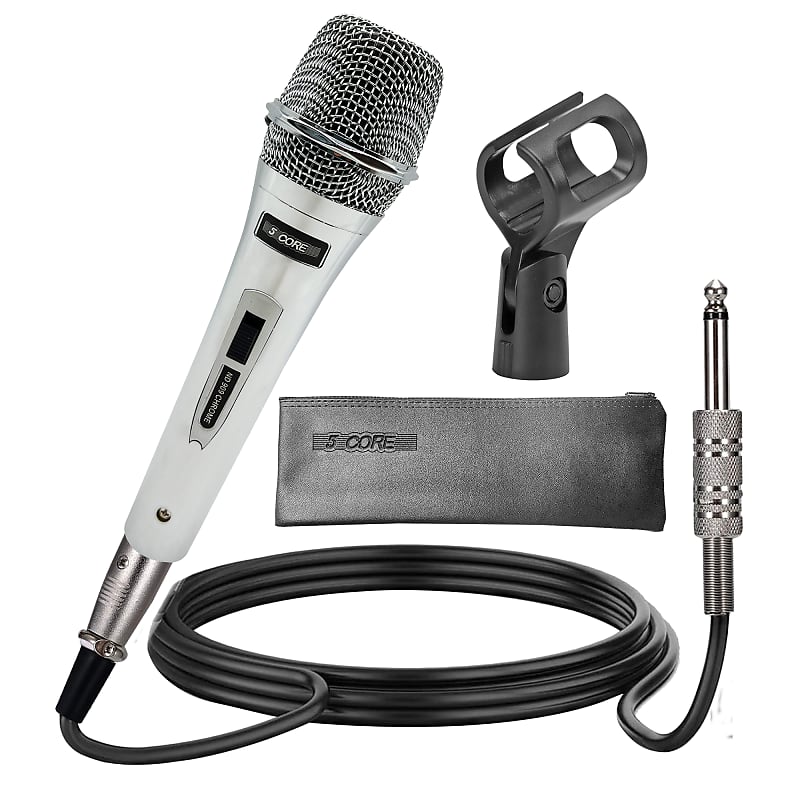 5 Core Microphone Professional Dynamic Karaoke XLR Mic with ON OFF Switch  Handheld Micrófono for Singing Podcast Speeches Includes Cable Mic Holder  Carry Bag ND-26X