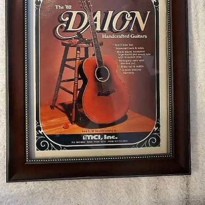 1982 Daion Guitars Color Promotional Ad Framed Daion The 82 Acoustic Guitar Original for sale
