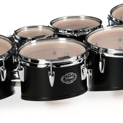 Tama Fieldstar Marching Tenor Drums Sextet - 6/8/10/12/13/14 inch - Satin Black  Bundle with Boss DB-30 Dr. Beat Metronome image 3