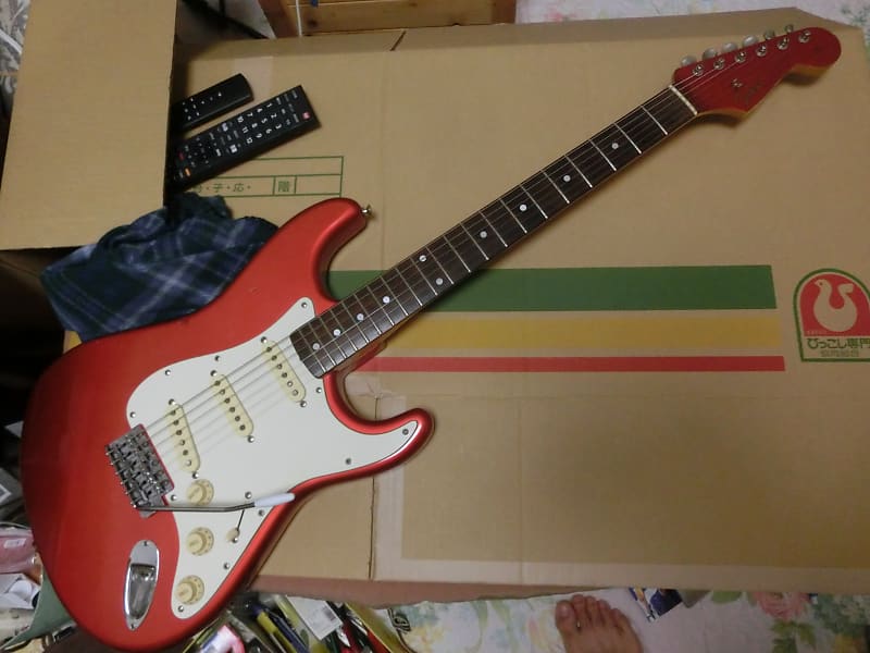 81' springy sound ST55 Candy Apple Red matching headstock stratocaster copy Fujigen  Japan vintage image 1