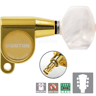 NEW Gotoh SG360 MG L3+R3 Locking Tuning Keys w/ PEARLOID Buttons 3x3 - GOLD