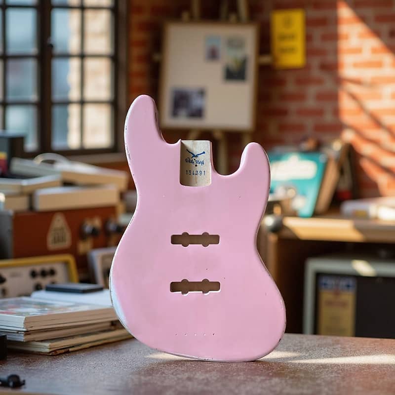 Alder JazzBass Style Body Shell Pink Relic NItro Finish image 1