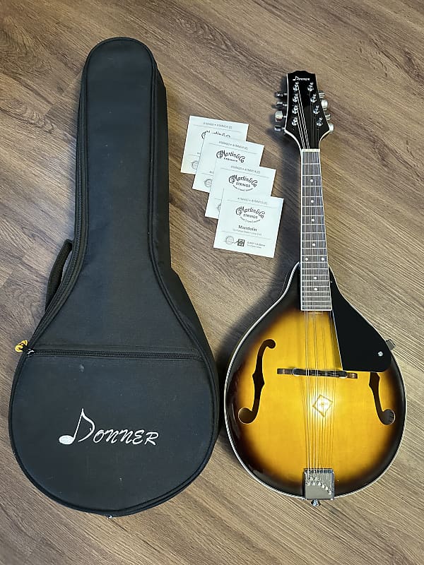 Donner Mandolin A Style 90’s - Mahogany Sunburst DML-1 with Gig Bag and Extra Strings image 1