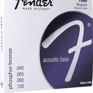 Fender 7060 Acoustic Bass Strings, Phosphor Bronze, .45-.100 Gauges, (4) 2016