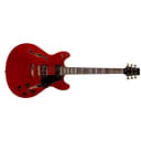 Peavey JF-1 Hollow-Body Jazz Style Electric Guitar, 22 Frets, Maple Neck, Laminated Maple Body, Rosewood Fingerboard, Transparent Red