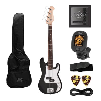 Artist MiniB Black 3/4 Size Bass Guitar w/ Accessories image 1