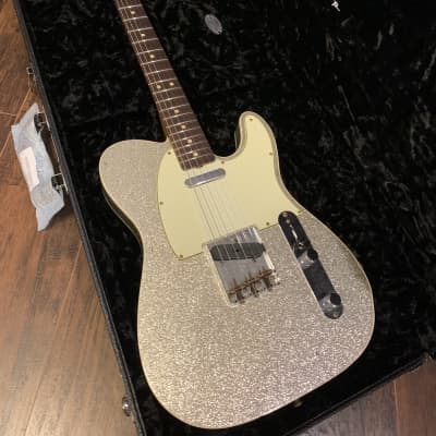 Fender Fender Custom Shop Limited-Edition Platinum Anniversary '63 Telecaster Journeyman Relic Electric Guitar '21 - Aged Silver Sparkle w/matching headstock image 3