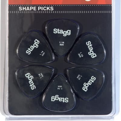 Pack of 6 Stagg 1.14 mm standard plastic picks for sale