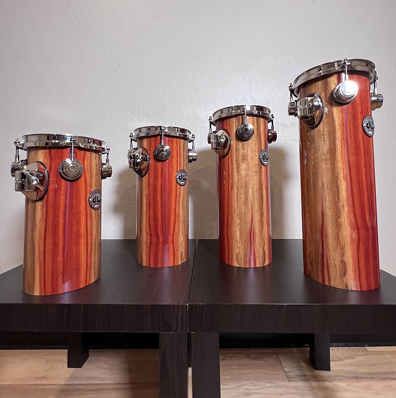 DW Collectors Exotic Cherry Rata Toms 6 x12 14 16 18 in High Gloss with Nickel Hardware